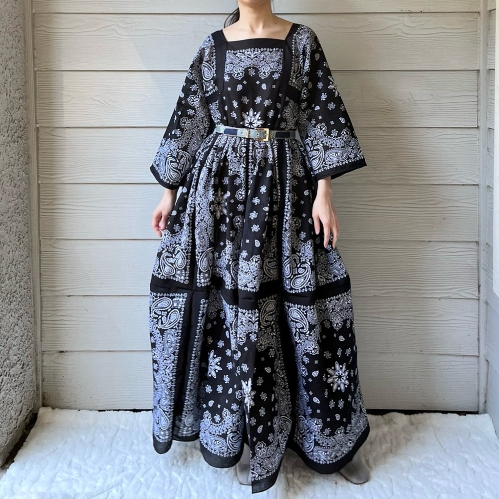 Handmade Bandana Maxi Dress in Black - Picture 8 of 11